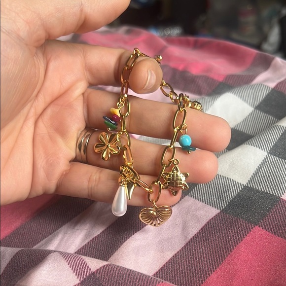 Gold Charm Bracelet with Colorful Accents - Picture 2 of 2